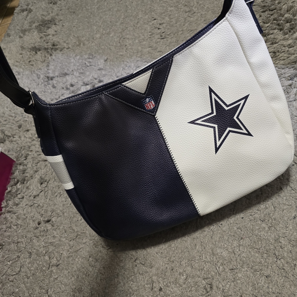 NFL Women's Dallas Cowboys Navy and White Shoulder Bag